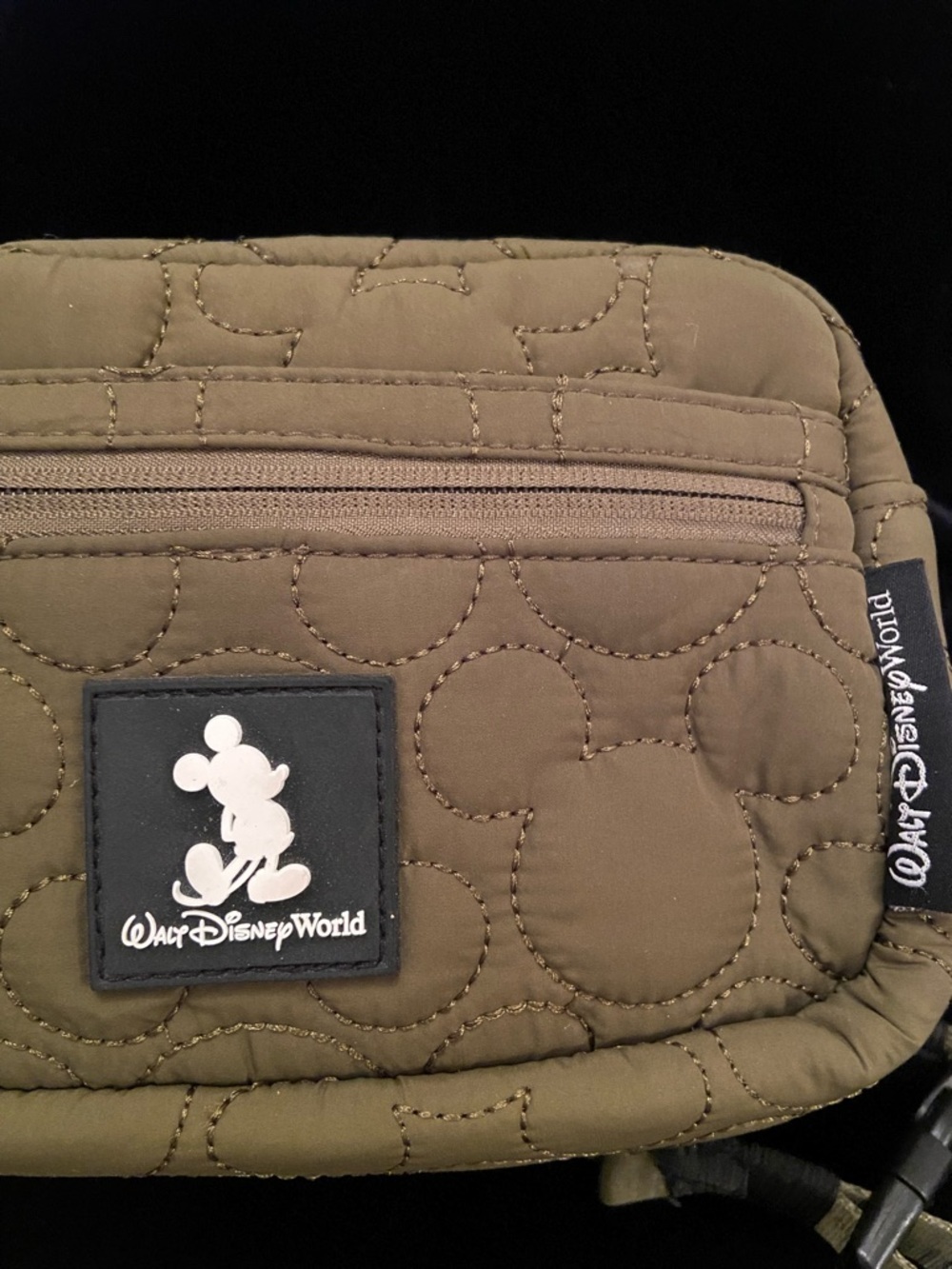 Walt Disney World Park Olive Green Quilted Mickey Belt Bag - Picture 3 of 8